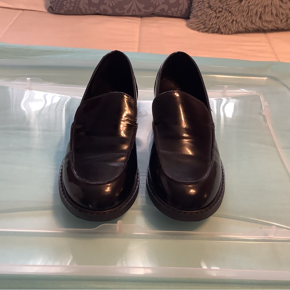 Ladies black patent loafers